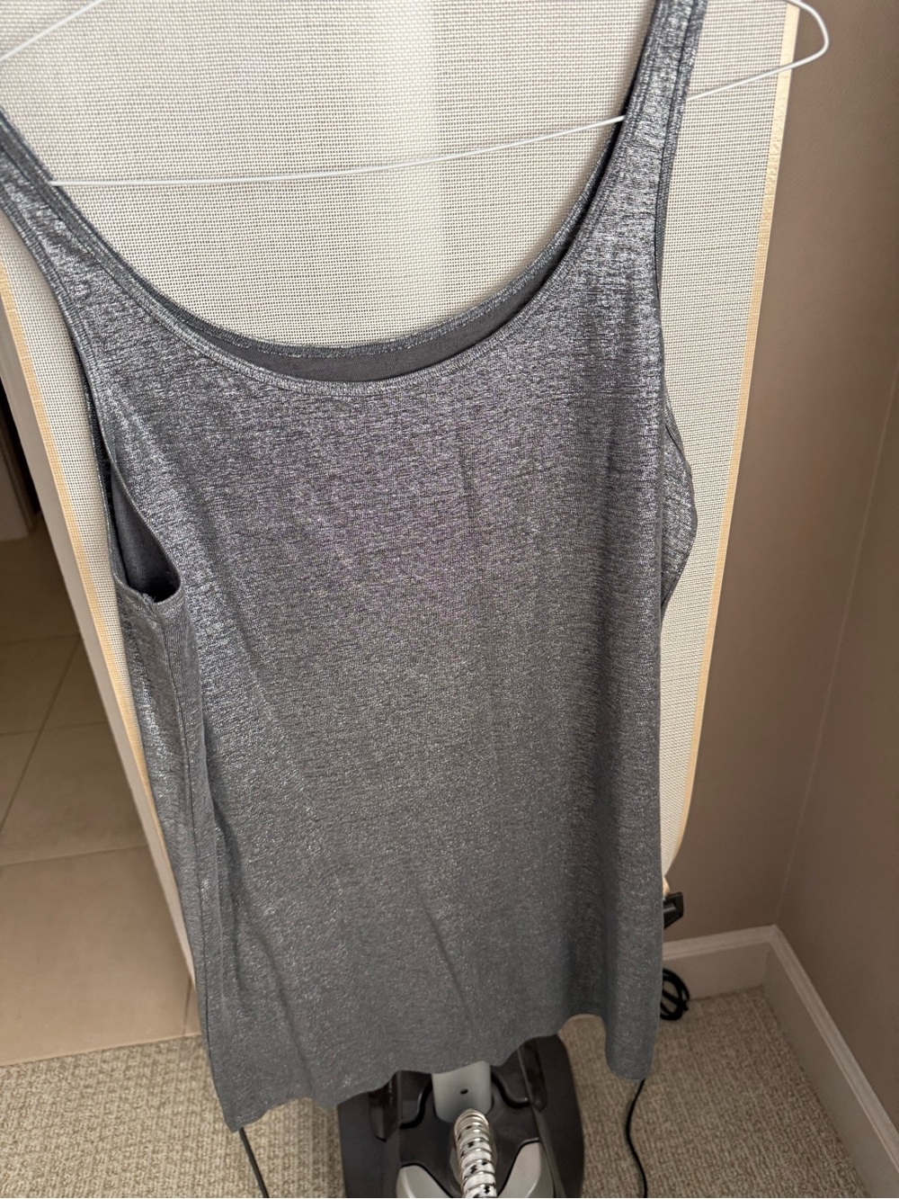 Eileen Fisher Silver Metallic Scoop Neck Tank